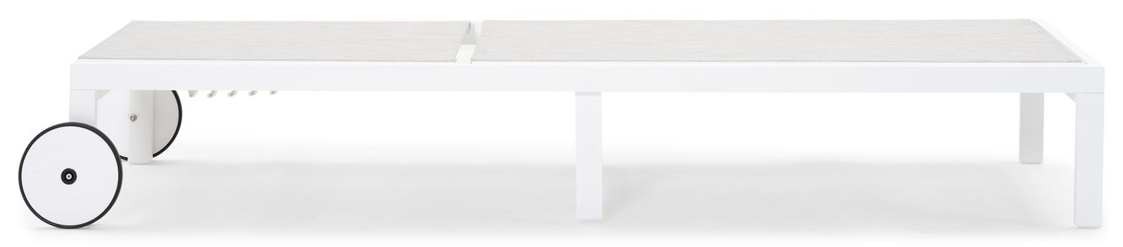 Chaise longue réglable Alba en aluminium blanc avec textilène gris