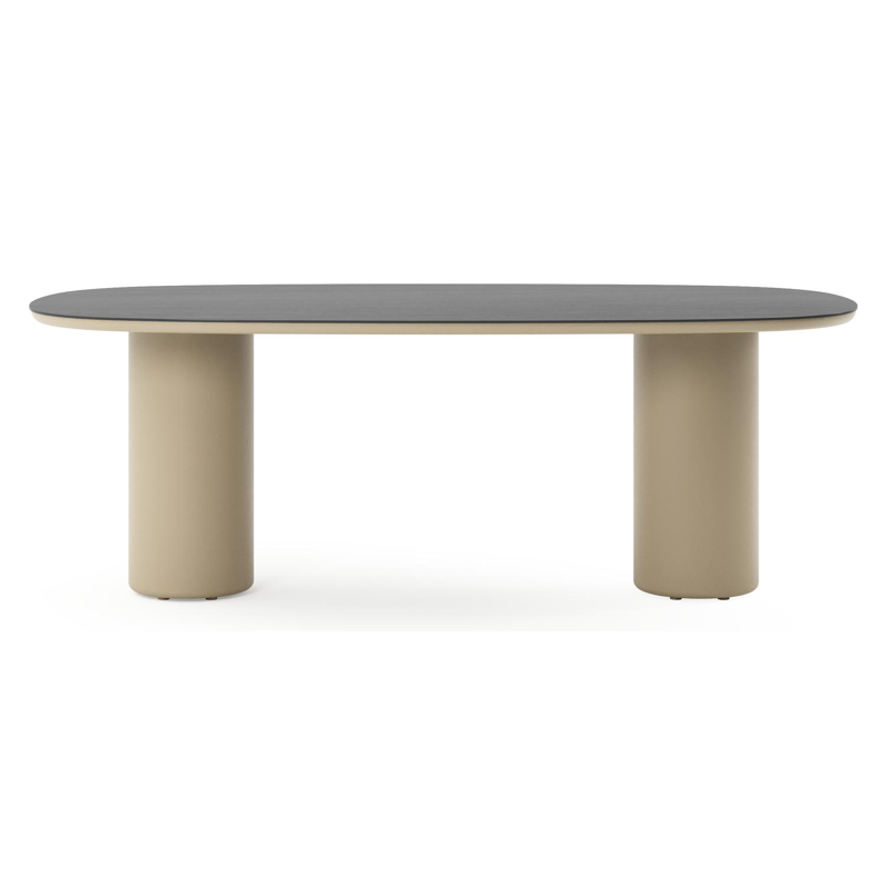 Amico tuintafel bombo in beige aluminium en volkeramiek Basalt Black - L 210 x B 110 x H 73.5 cm