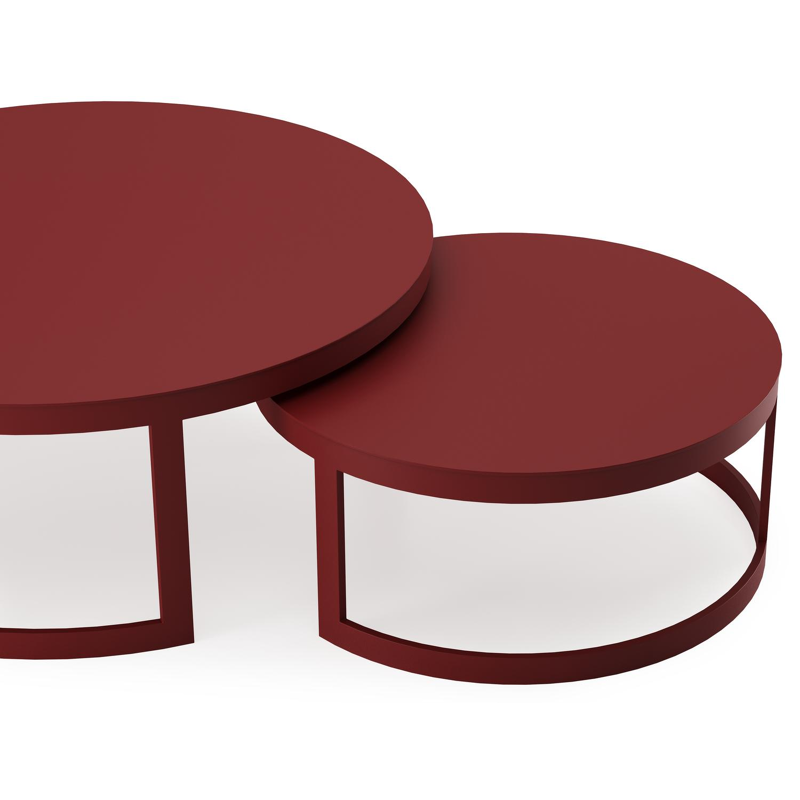 Enna set van 2 loungetafels in ruby aluminium - Dia. 100/70 x H 37/30 cm