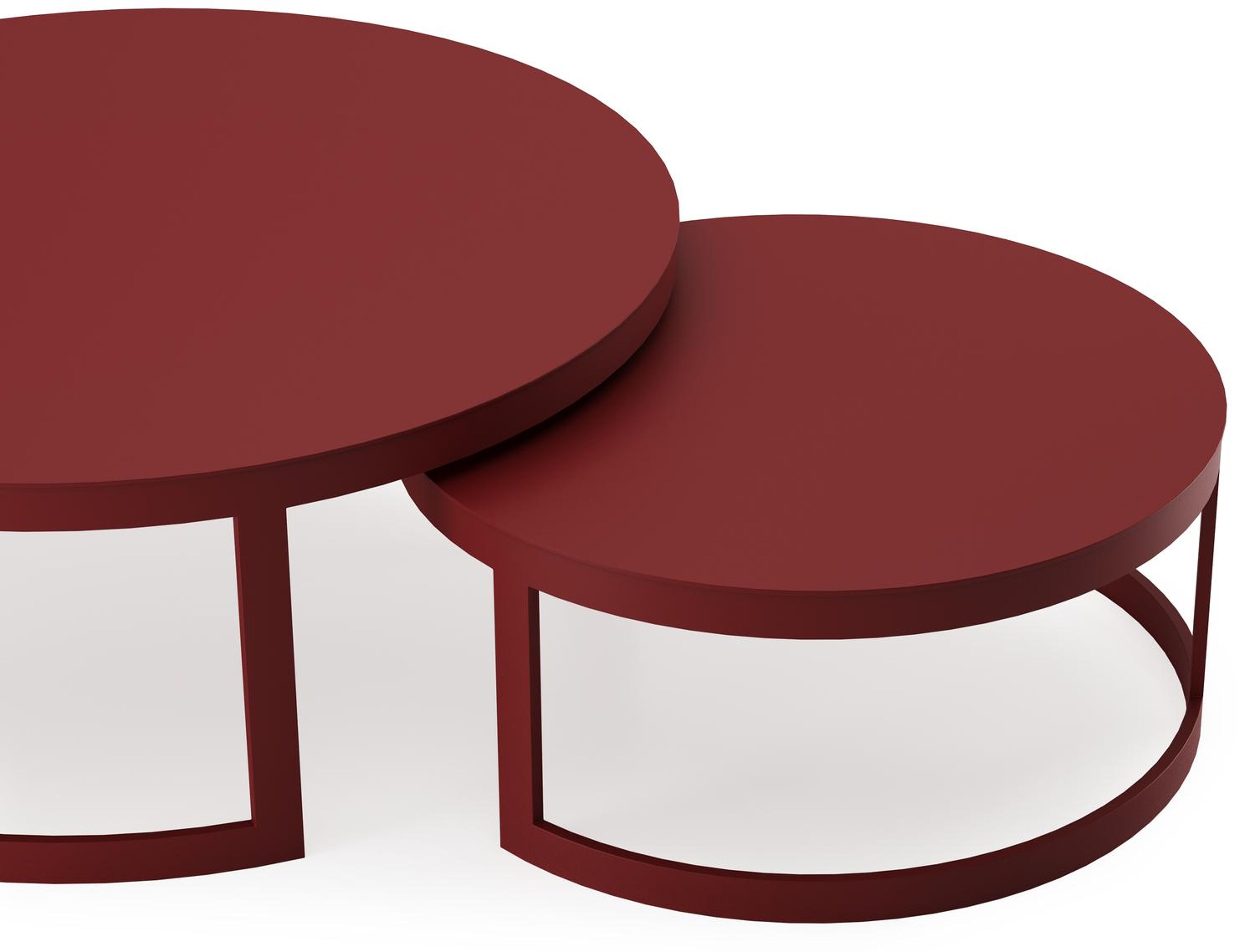 Enna set van 2 loungetafels in ruby aluminium - Dia. 100/70 x H 37/30 cm