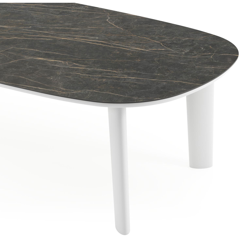 Amico tuintafel bombo in wit aluminium en volkeramiek Black Obsession - L 270 x B 125 x H 73.5 cm