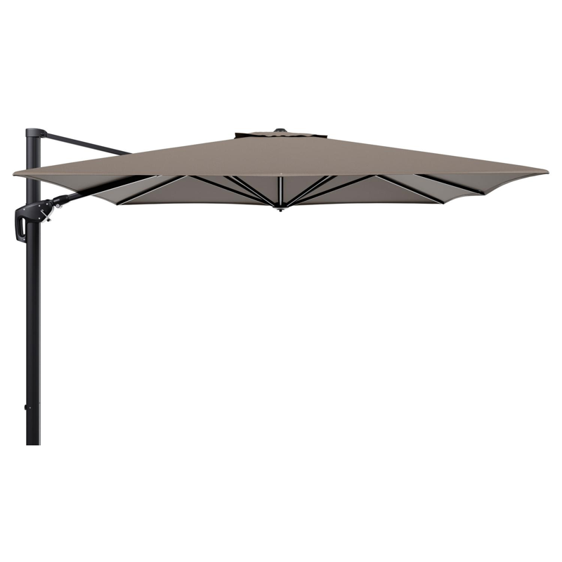 Minore zweefparasol tiltfunctie in zwart aluminium en parasoldoek in All Weather Sunbrella® Luxe Natte Heather Grey  - L1 350 x L2: 350 cm (zonder voet) (zonder voet)