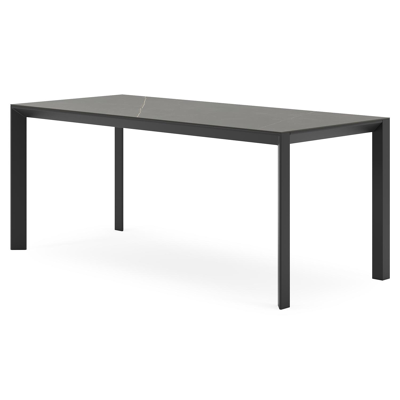 Malito tuintafel in zwart aluminium en volkeramiek calatorao - L 180 x B 80 x H 75 cm