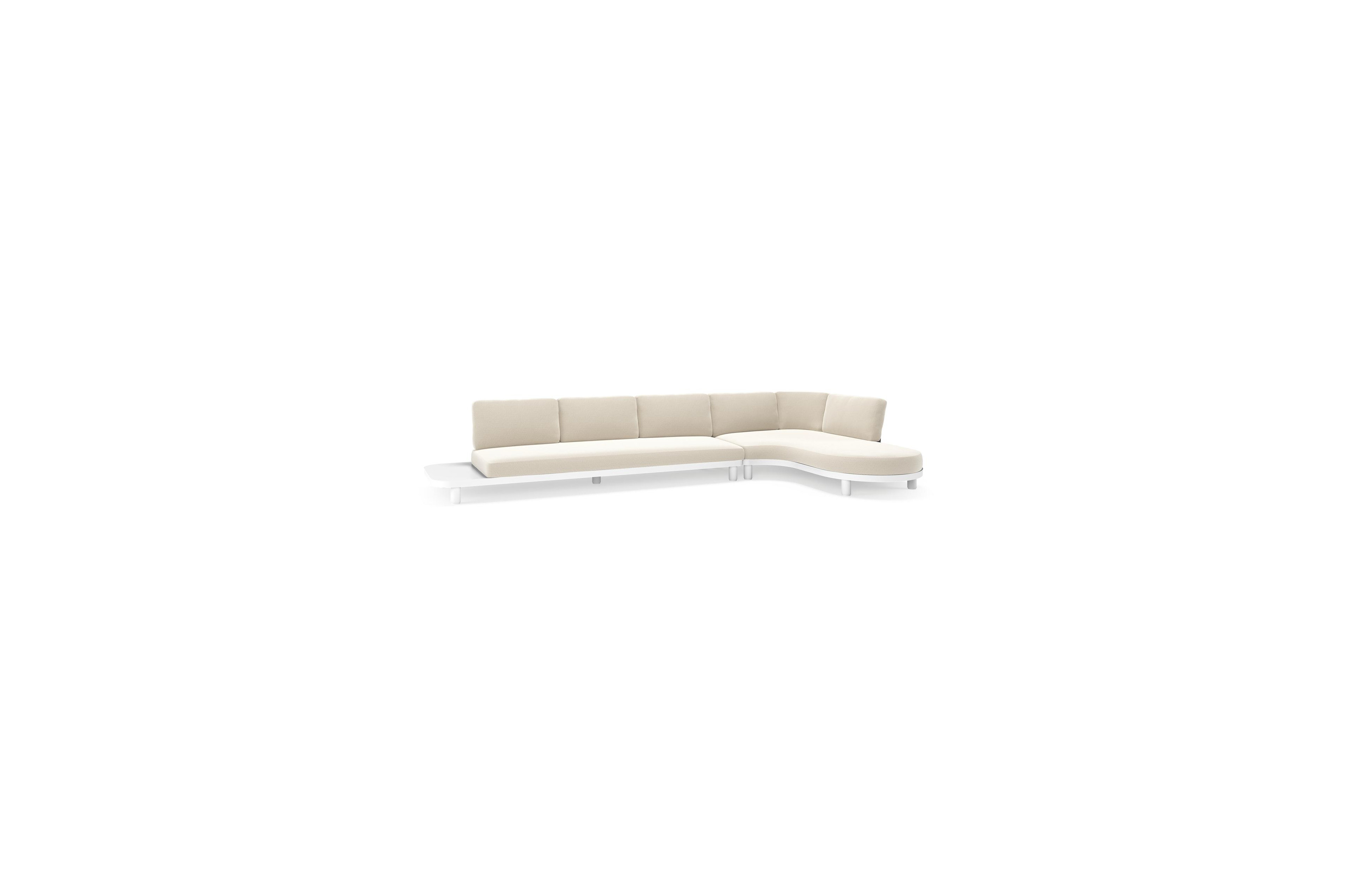 Donato loungebank Chaise longue links + 3-zit in wit aluminium met lopi marble all weather sunbrella® luxe kussen