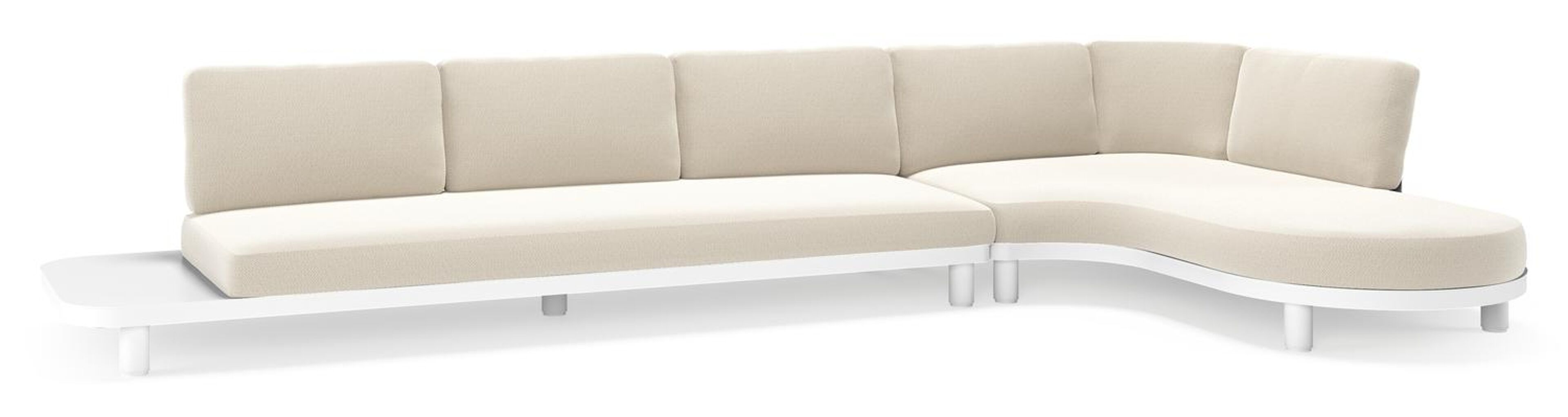 Donato loungebank Chaise longue links + 3-zit in wit aluminium met lopi marble all weather sunbrella® luxe kussen