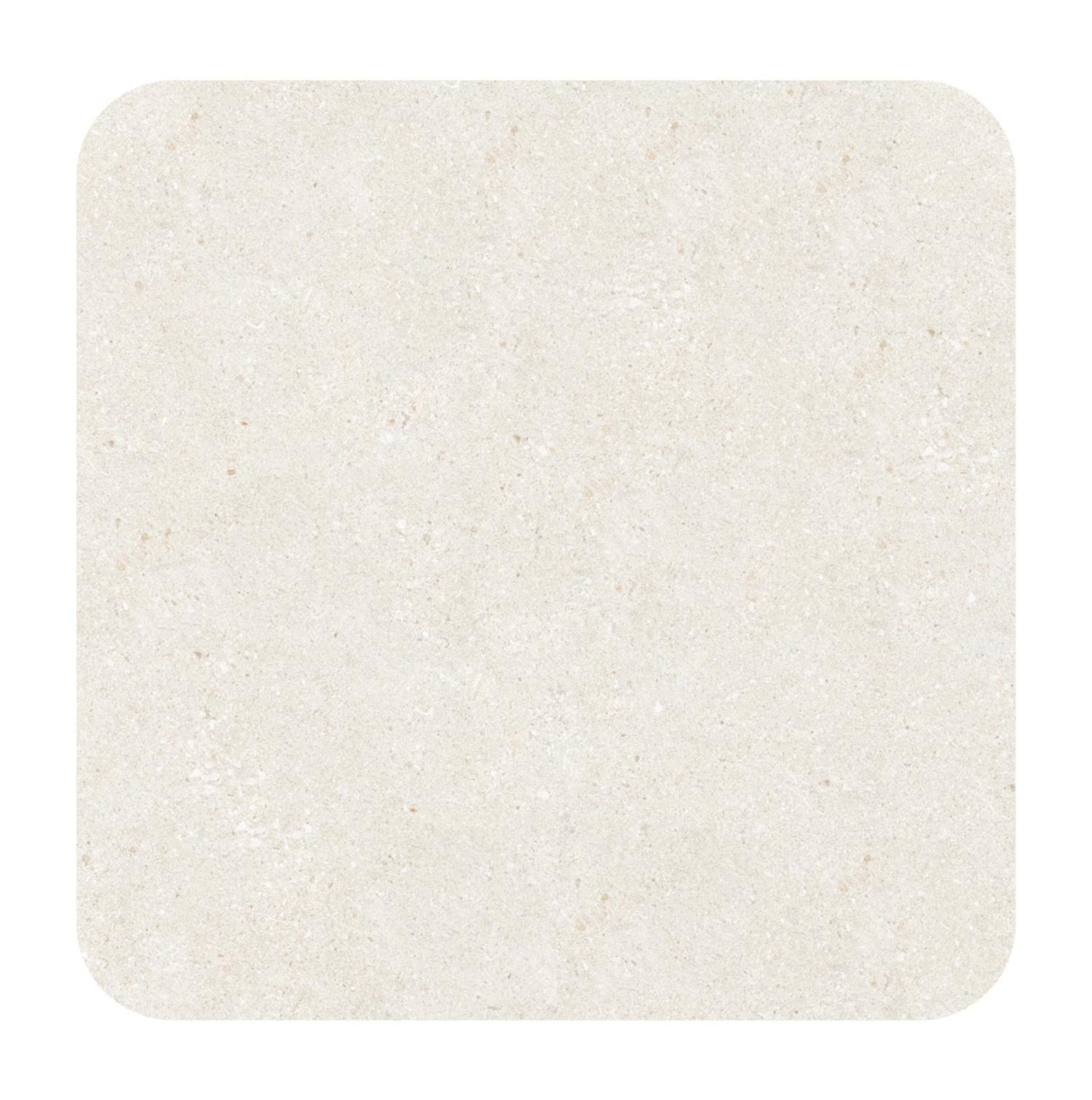 Table de jardin Orso rectangulaire arrondi en aluminium beige et céramique pleine Shilin - Lg. 90 x Lrg. 90 x Haut. 75 cm