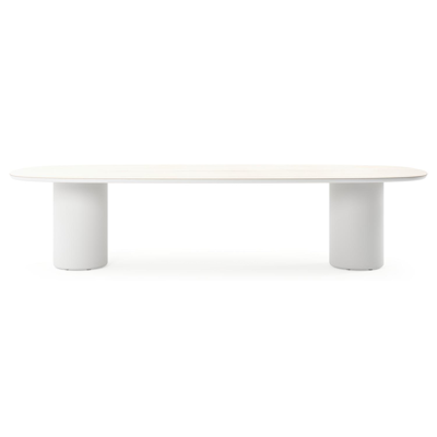 Amico tuintafel bombo in wit aluminium en volkeramiek Travertino Bianco - L 320 x B 130 x H 73.5 cm