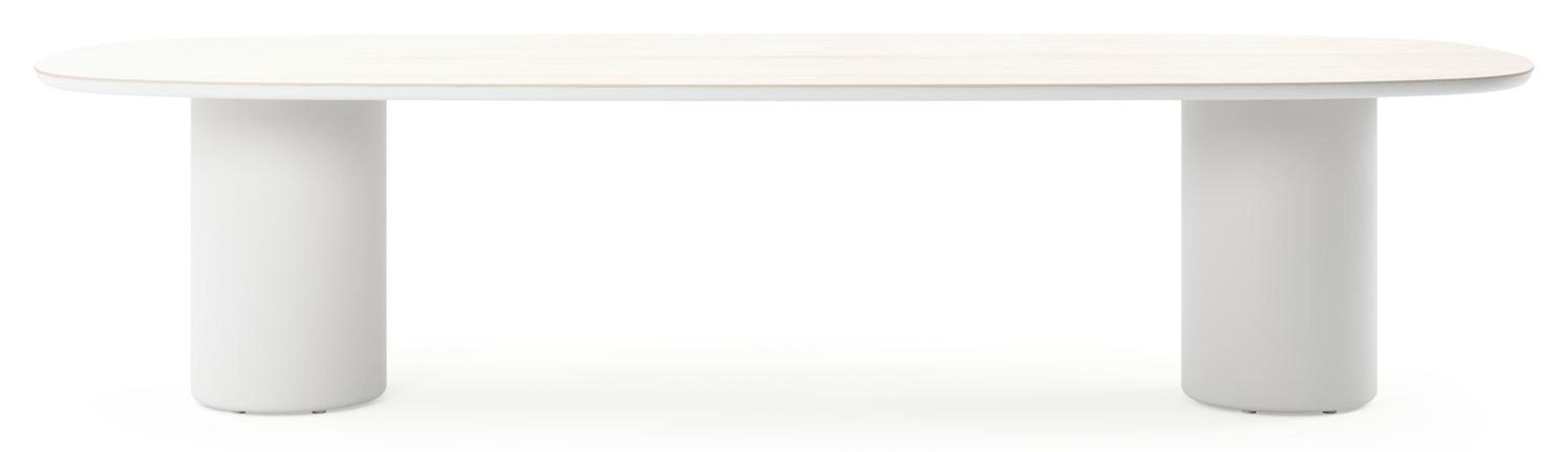 Amico tuintafel bombo in wit aluminium en volkeramiek Travertino Bianco - L 320 x B 130 x H 74 cm
