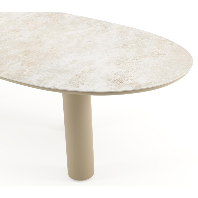 Amico tuintafel organisch in beige aluminium en volkeramiek Rapolano - L 280 x B 120 x H 73.5 cm