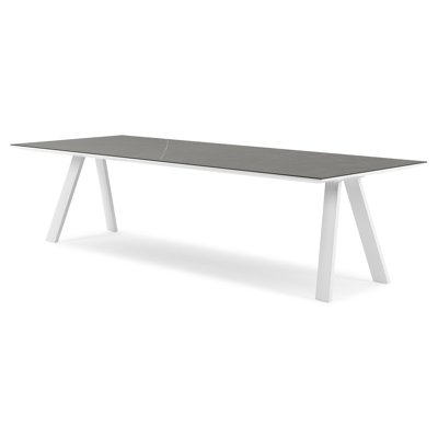 Cesano tuintafel rechthoekig in wit aluminium en volkeramiek Calatorao - L 280 x B 110 x H 75 cm