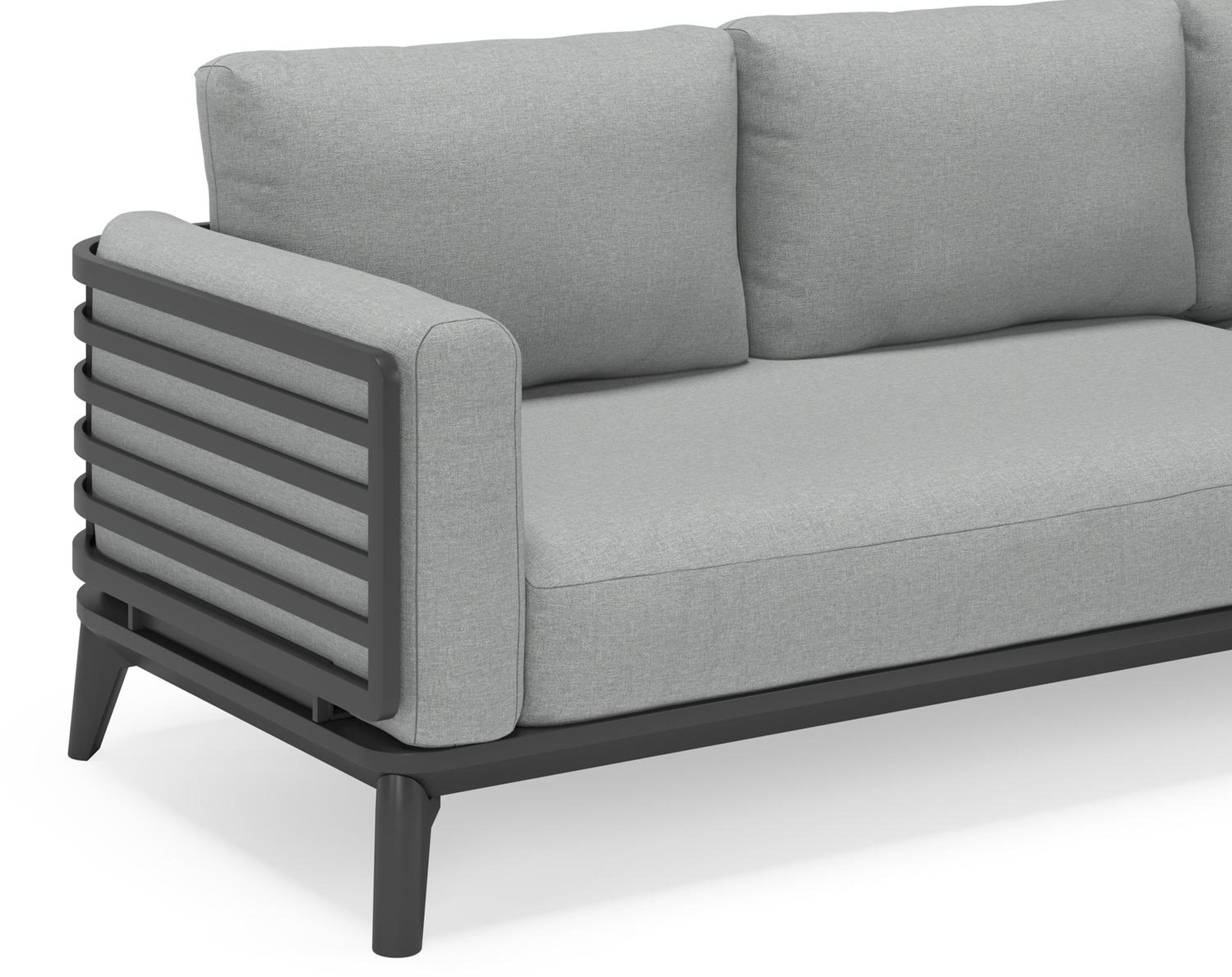 Mosa loungeset in zwart aluminium met grijs weather+ softtouch en loungetafel