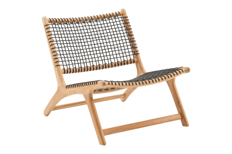 Cosito loungezetel 1-zit in teak en zwart wicker