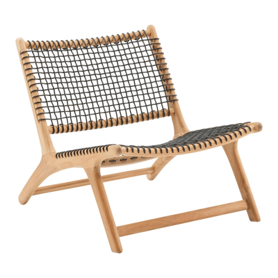 Cosito loungezetel 1-zit in teak en zwart wicker