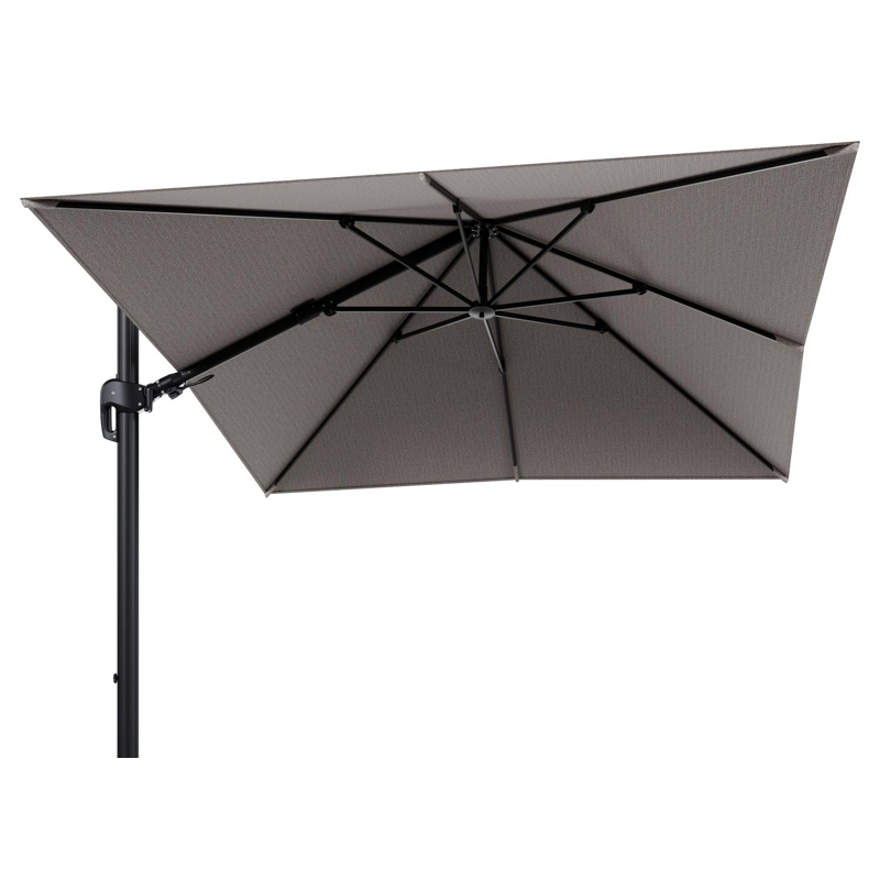 Rufina zweefparasol tiltfunctie in zwart aluminium en parasoldoek in All Weather Sunbrella® Luxe Wander Granite  - L1 300 x L2 300 cm (zonder voet) (zonder voet)