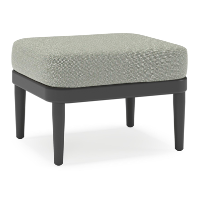 Pouf Orso en aluminium noir et coussins en all weather sunbrella® luxe Savane Leaf