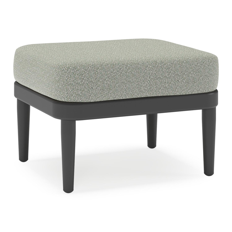 Pouf Orso en aluminium noir et coussins en all weather sunbrella® luxe Savane Leaf