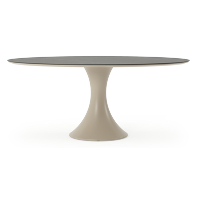 Fano tuintafel ovaal in beige aluminium en volkeramiek Calatorao - L 180 x B 110 x H 75 cm