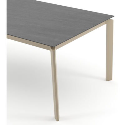 Cirello tuintafel rechthoekig in beige aluminium en volkeramiek Basalt Black - L 200 x B 100 x H 74.5 cm