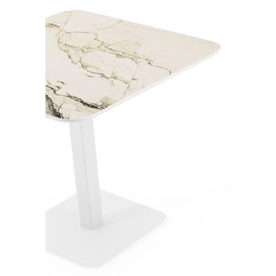 Fano kantelbare tuintafel vierkant afgerond in wit aluminium en volkeramiek colorado dunes - L 80 x B 80 x H 72.5 cm