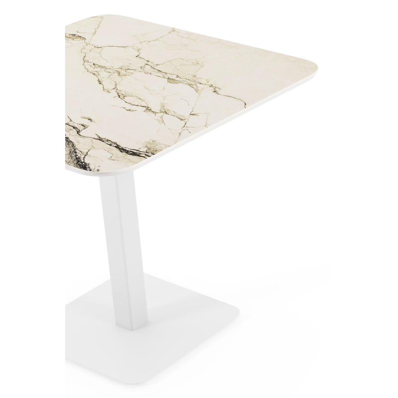 Fano kantelbare tuintafel vierkant afgerond in wit aluminium en volkeramiek colorado dunes - L 80 x B 80 x H 72.5 cm
