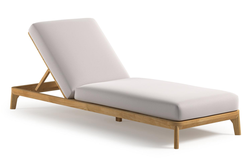 Orso verstelbaar ligbed in teak met savane whisper all weather Sunbrella® luxe kussen