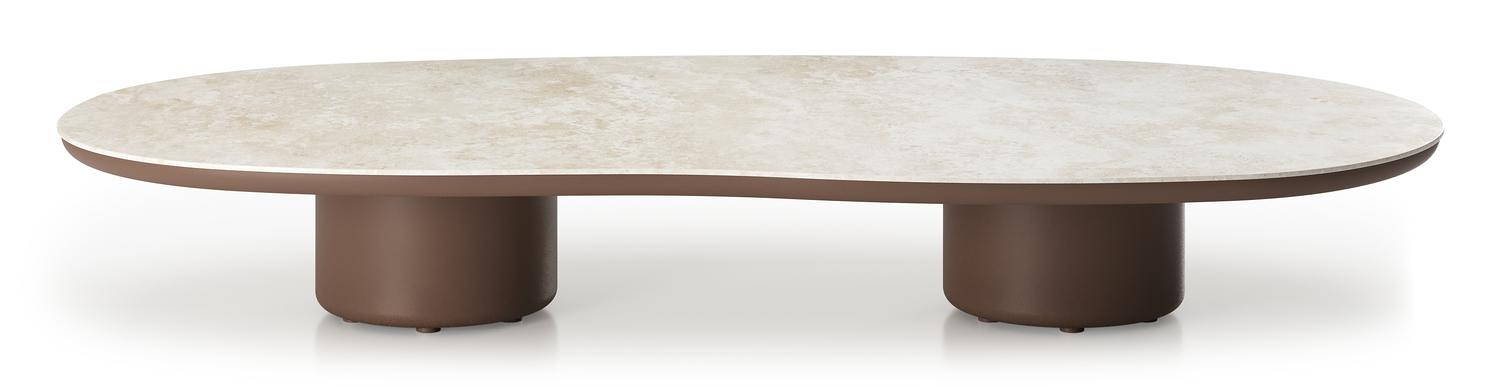 Amico loungetafel organisch in taupe aluminium en volkeramiek Rapolano - L 170 x B 91 x H 25 cm