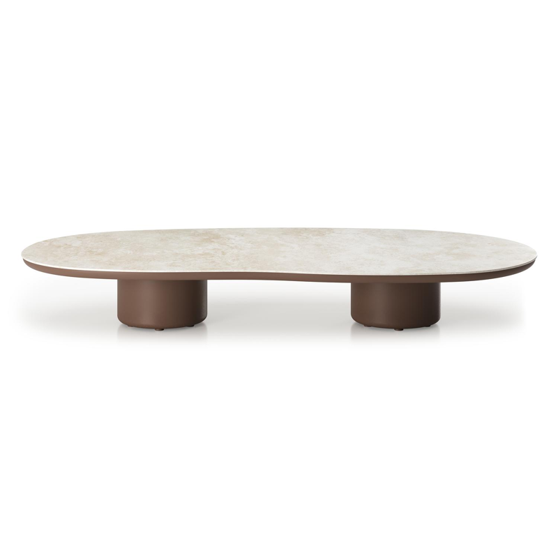Amico loungetafel organisch in taupe aluminium en volkeramiek Rapolano - L 170 x B 91 x H 25 cm