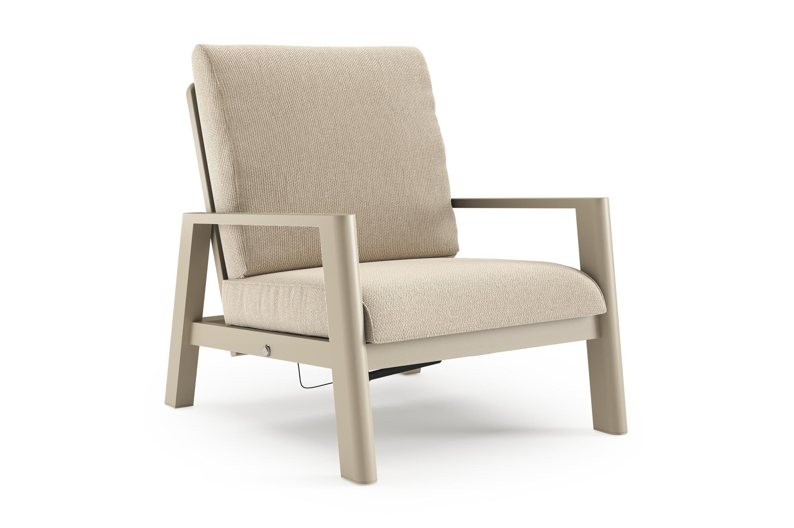 Cirello loungestoel in beige aluminium met althea chalk all weather cosytica kussen