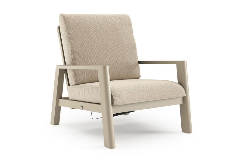 Fauteuil de jardin Cirello en aluminium beige et coussins en all weather cosytica althea chalk