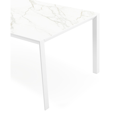Malito tuintafel in wit aluminium en volkeramiek calacatta - L 200 x B 100 x H 75 cm