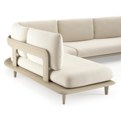 Bomero loungehoek in beige aluminium met althea off white all weather cosytica kussen