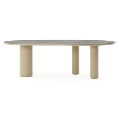 Amico tuintafel organisch in beige aluminium en volkeramiek Aspen Grey - L 240 x B 110 x H 73.5 cm