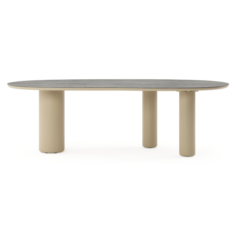 Amico tuintafel organisch in beige aluminium en volkeramiek Aspen Grey - L 240 x B 110 x H 73.5 cm