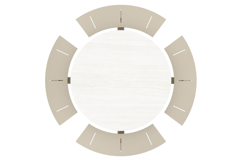 Table de pique-nique Rondino en aluminium beige et céramique pleine Calista - Diam. 148 cm