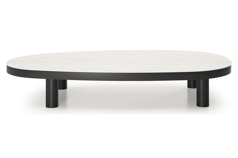 Donato loungetafel in zwart aluminium en volkeramiek calista - L 151 x B 90 x H 25 cm