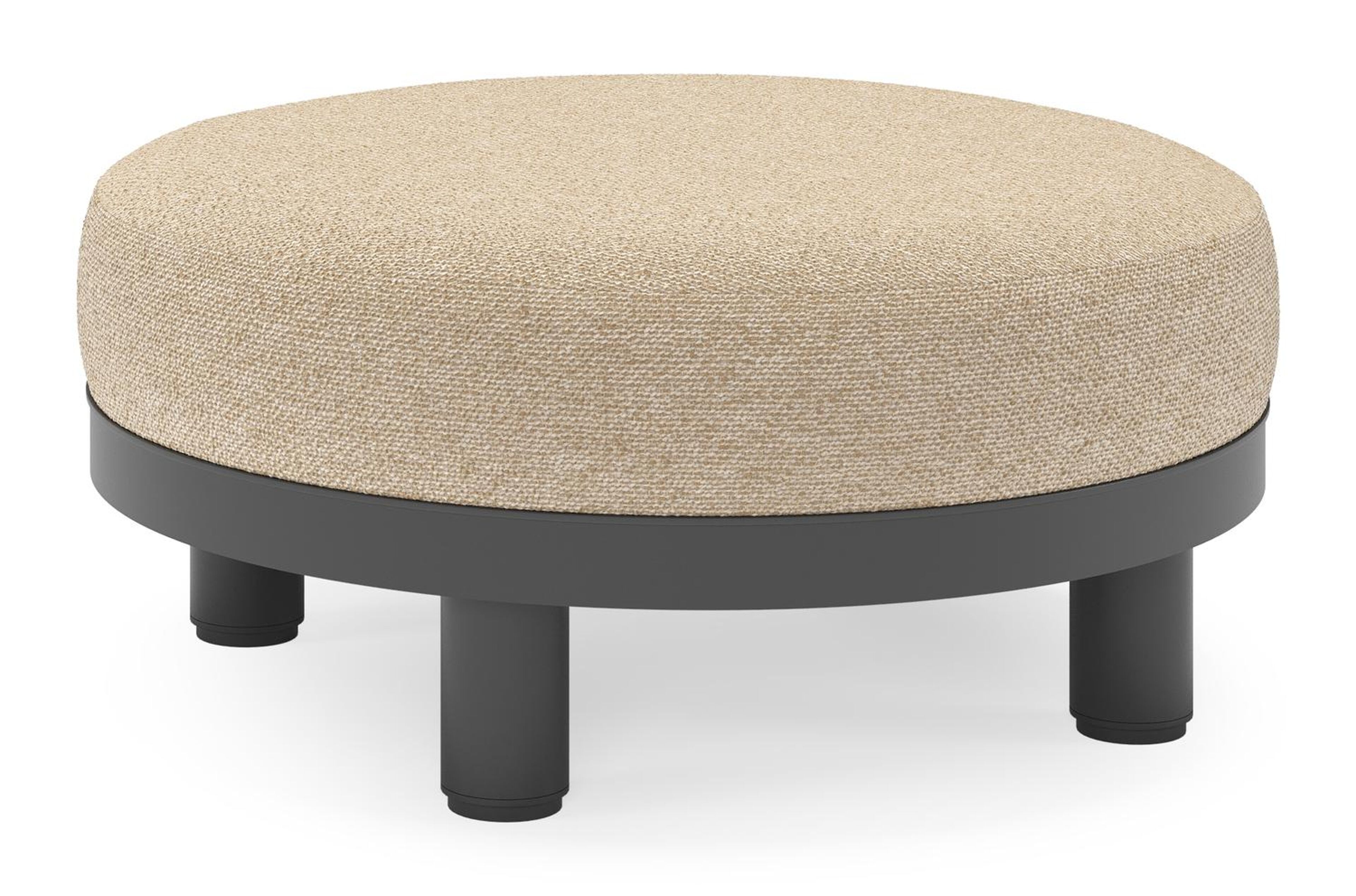 Donato lounge poef in zwart aluminium met All Weather Cosytica Madagascar Oak kussen