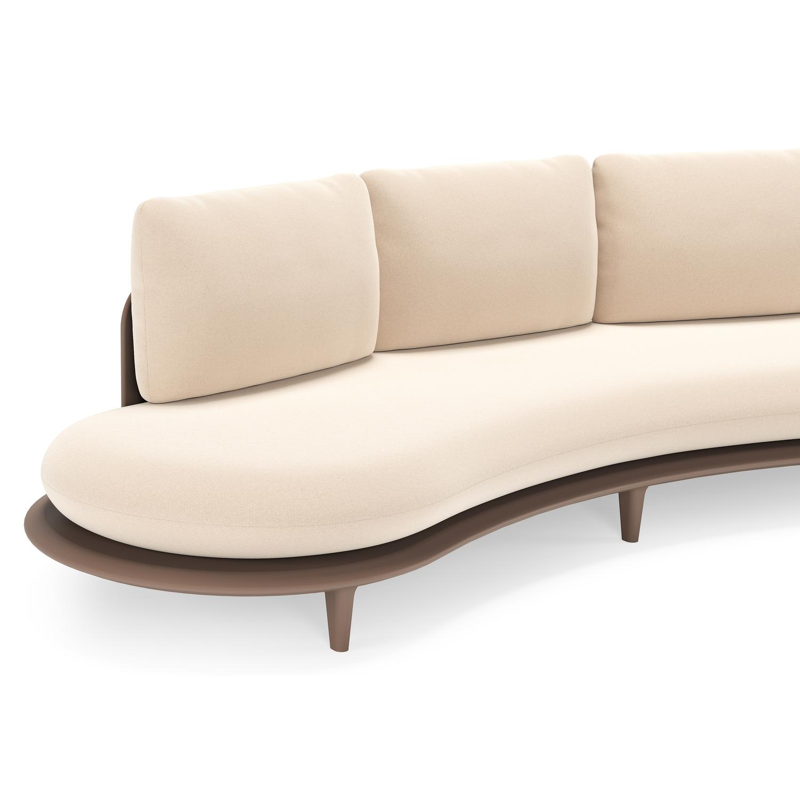 Bomero loungeset in taupe aluminium met natte linen chalk all weather sunbrella® luxe kussen