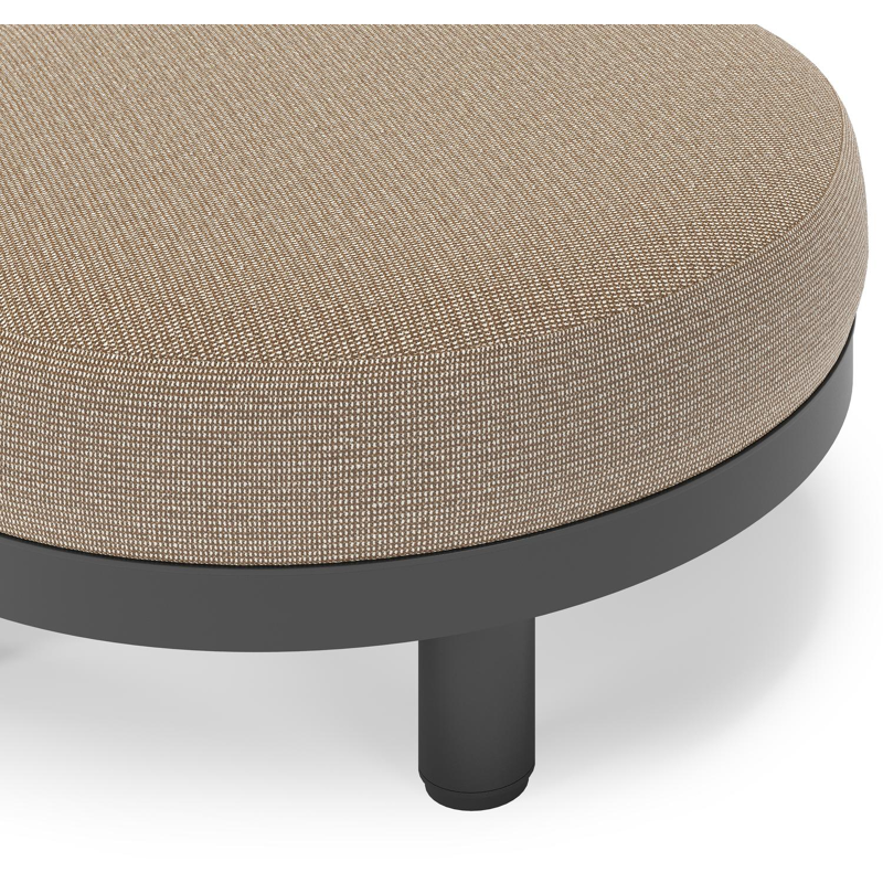 Salon de jardin pouf Donato en aluminium noir et coussins en all Weather Solica Firenze Earth