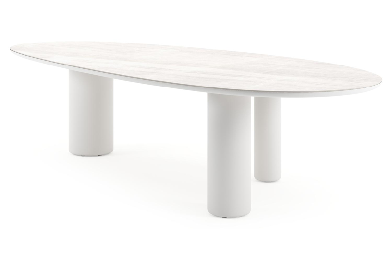 Amico tuintafel mango in wit aluminium en volkeramiek Taj Mahal - L 320 x B 140 x H 73.5 cm