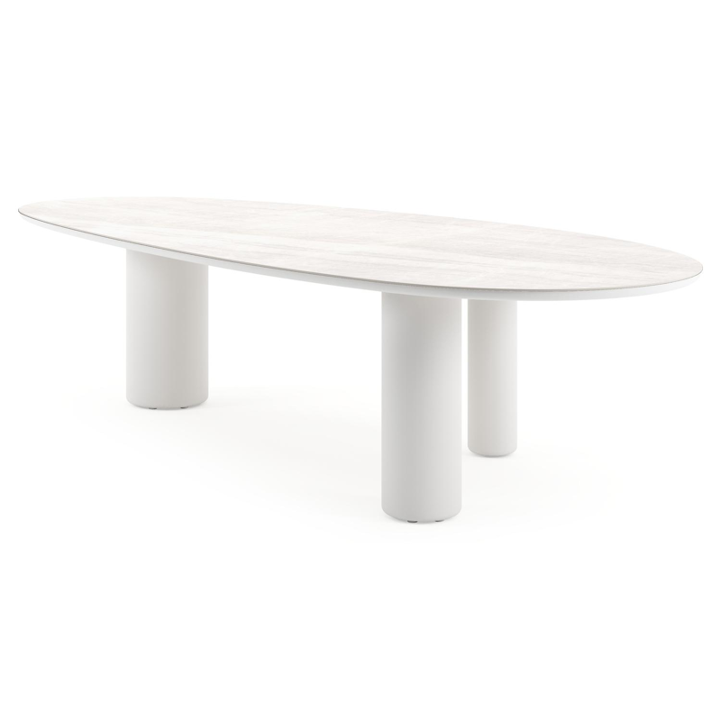 Amico tuintafel mango in wit aluminium en volkeramiek Taj Mahal - L 320 x B 140 x H 73.5 cm