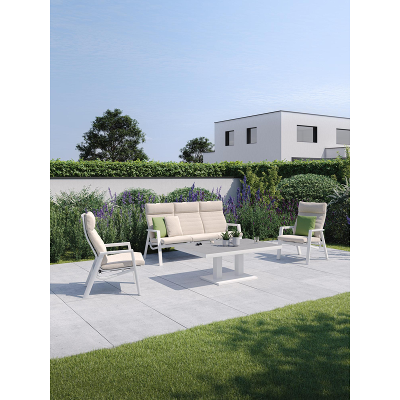 Prato loungestoel in wit aluminium met rustic weather+ softtouch kussen