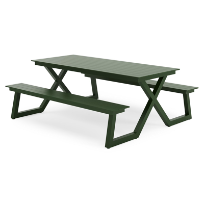 Mundo picknicktafel in groen aluminium - L 200 x B 174 x H 75 cm