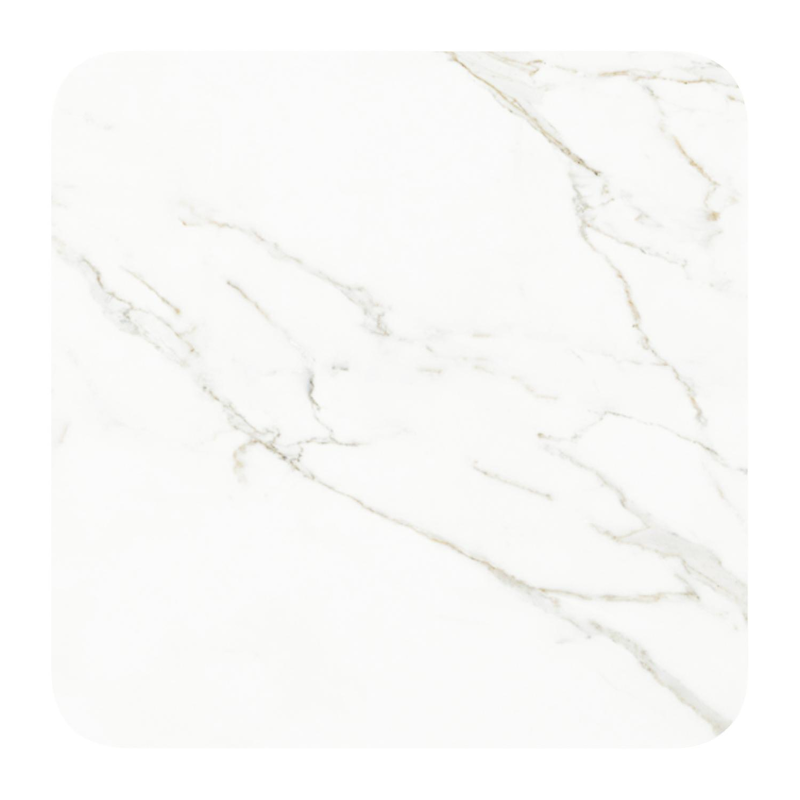 Fano kantelbare tuintafel afgerond vierkant in beige aluminium en volkeramiek Calacatta - L 80 x B 80 x H 72.5 cm