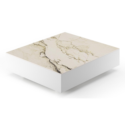 Como loungetafel in wit aluminium en colorado dunes volkeramiek - L 70 x B 80 x H 20 cm