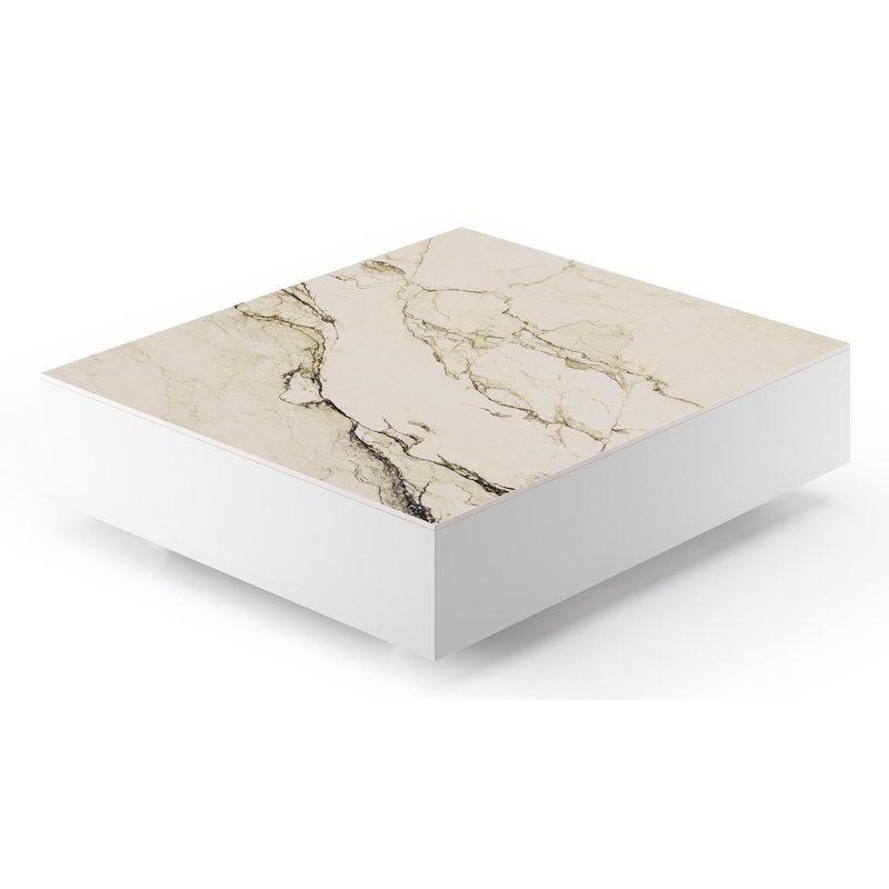 Como loungetafel in wit aluminium en colorado dunes volkeramiek - L 70 x B 80 x H 20 cm