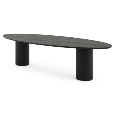 Amico tuintafel ovaal in zwart aluminium en volkeramiek Black Obsession - L 320 x B 130 x H 73.5 cm