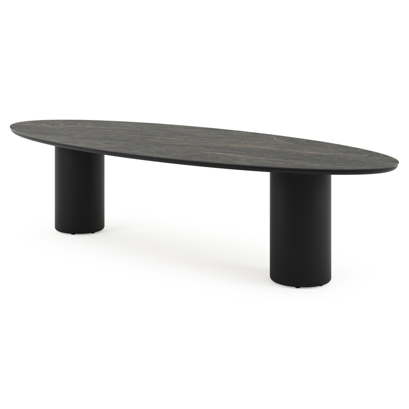 Amico tuintafel ovaal in zwart aluminium en volkeramiek Black Obsession - L 320 x B 130 x H 73.5 cm