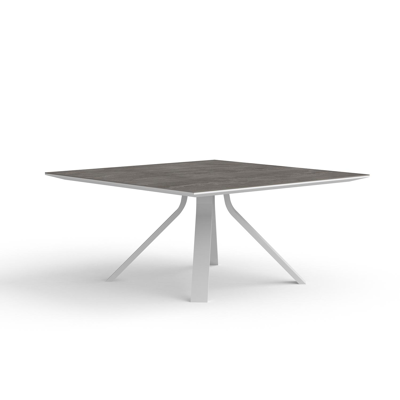 Cesano tuintafel in wit aluminium en volkeramiek aspen grey - L 148 x B 148 x H 74,5 cm