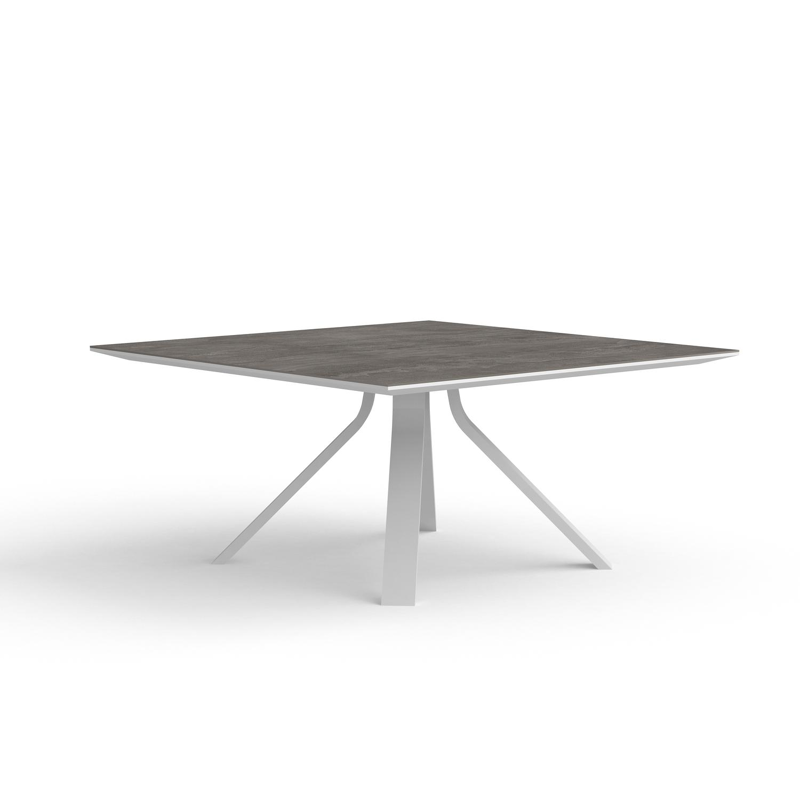 Cesano tuintafel vierkant in wit aluminium en volkeramiek aspen grey - L 148 x B 148 x H 75 cm