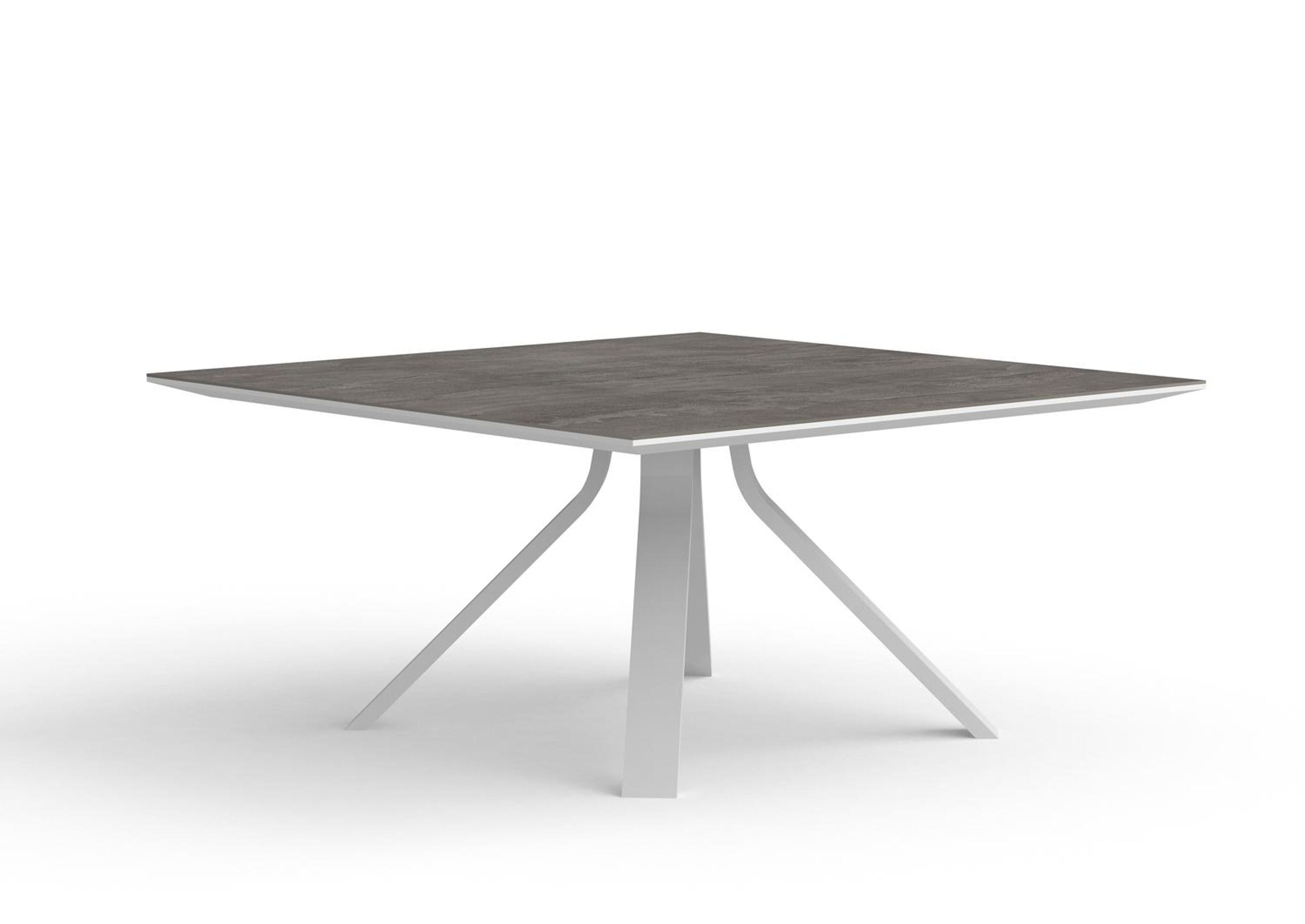 Cesano tuintafel vierkant in wit aluminium en volkeramiek aspen grey - L 148 x B 148 x H 75 cm